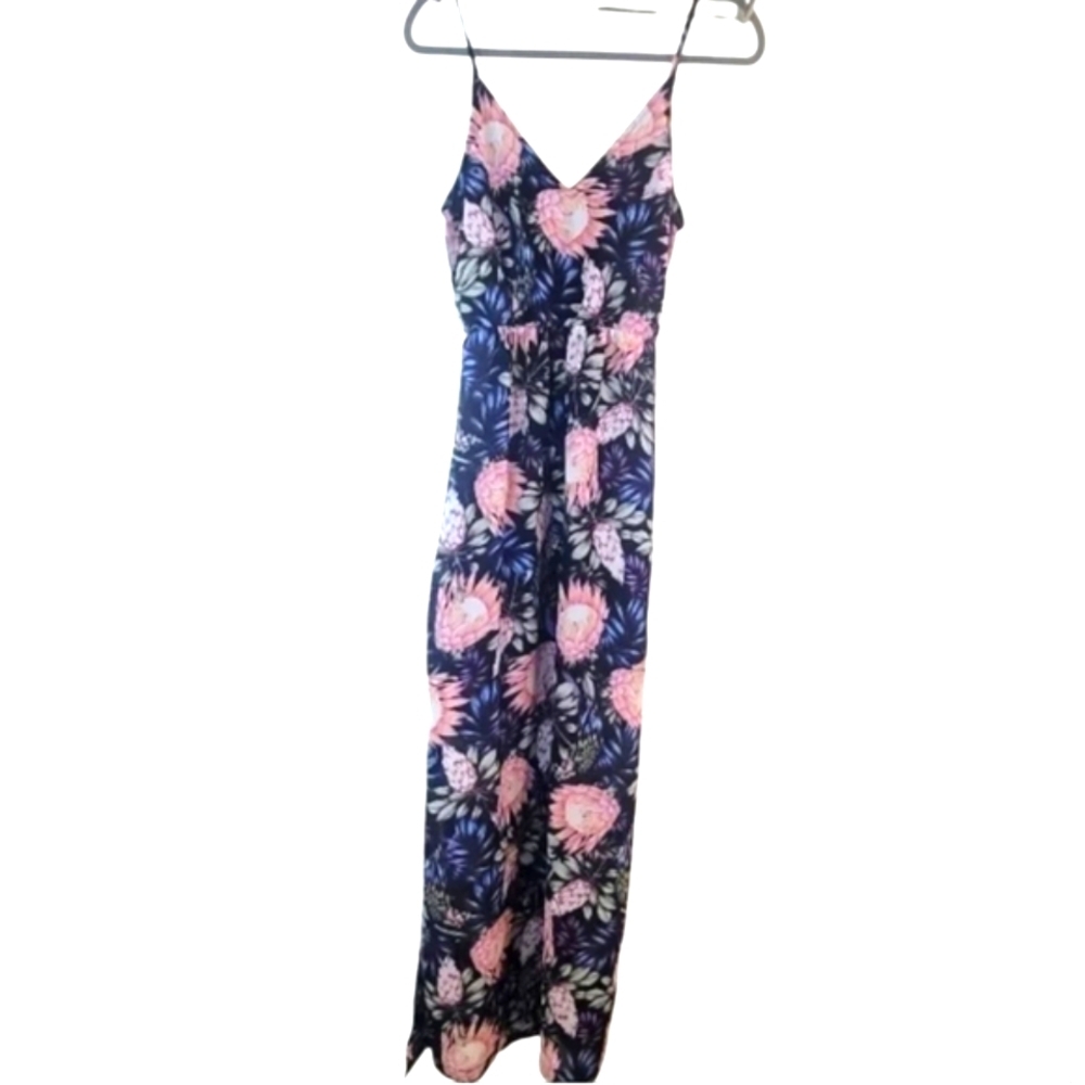 H&M Divided Dress Womens Floral V-Neck Maxi 2 side slits.  Size 6